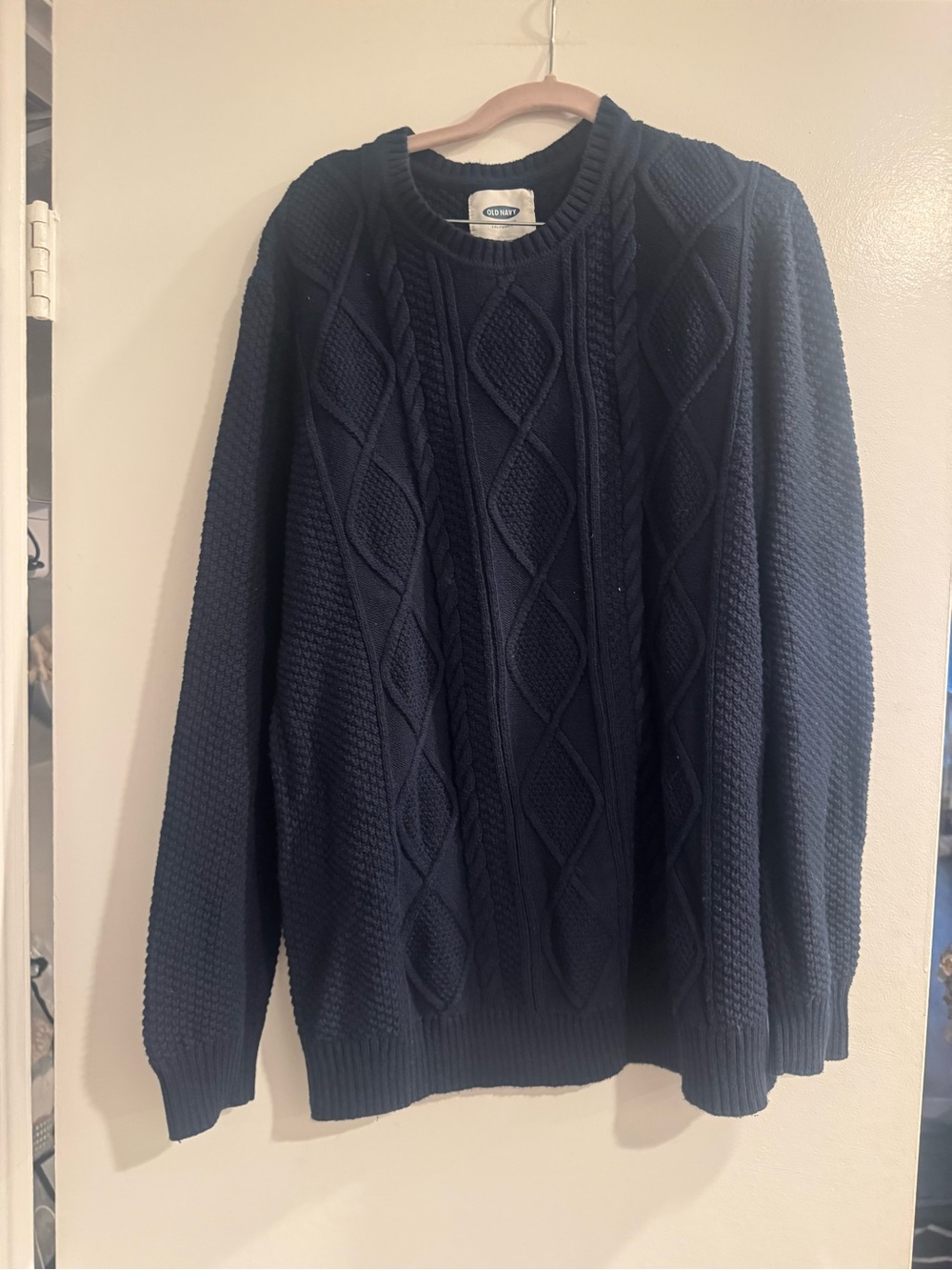 Old Navy Navy Blue Cable Knit Sweater Women’s XL Chunky Knit Pullover
